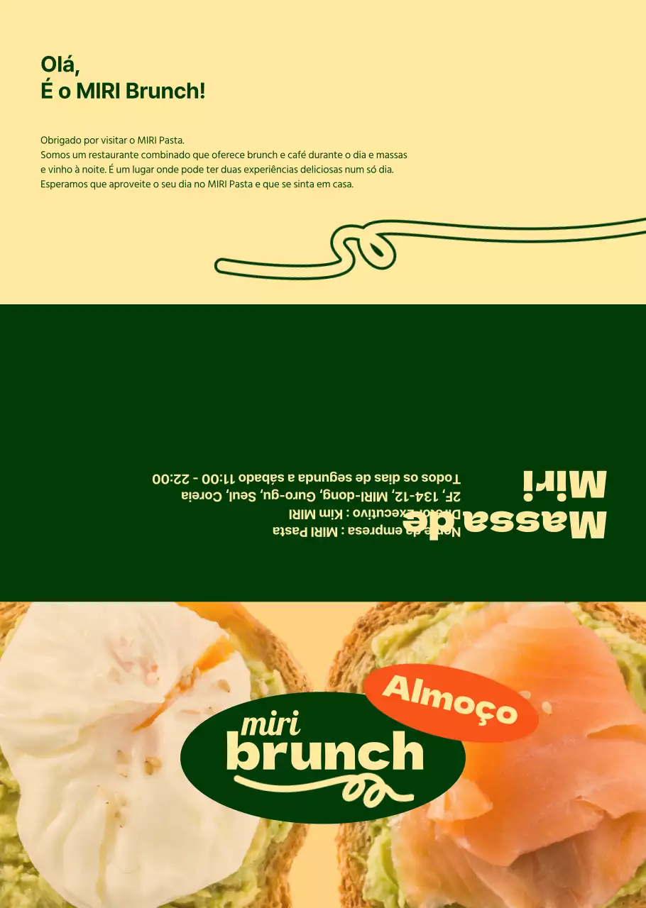 Sobre o menu do brunch chique em verde e marfim