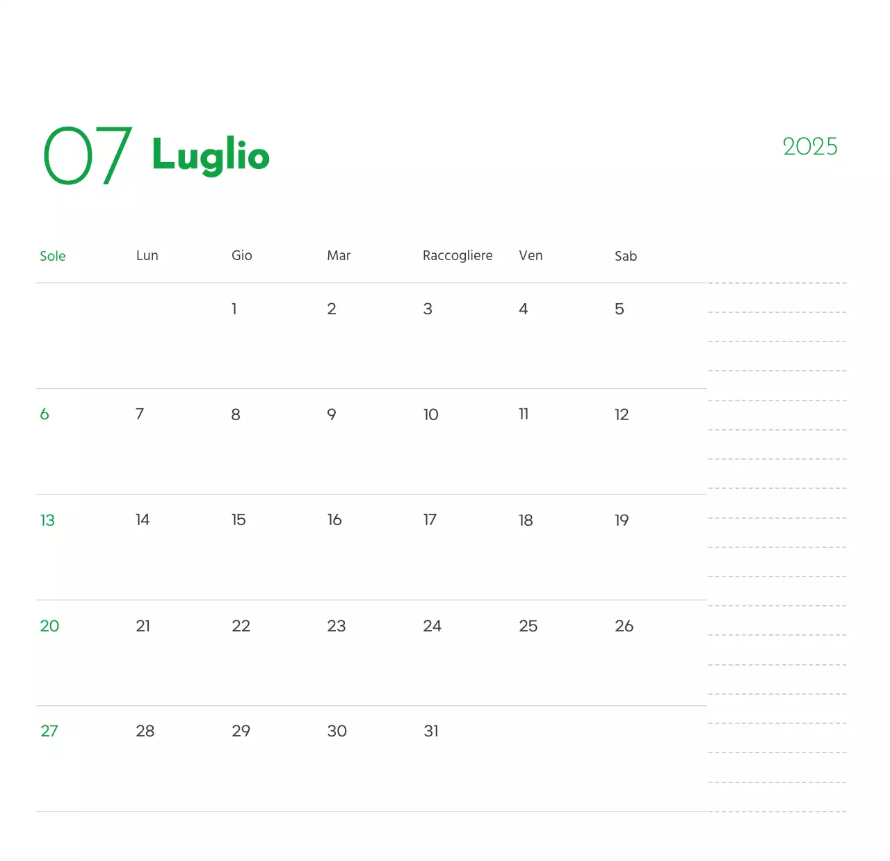 Un calendario con la foto di un cucciolo e un simpatico messaggio in colore verde.