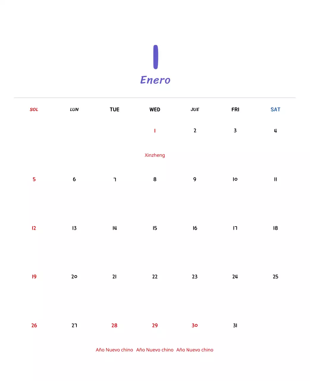 Calendario de Año Nuevo con simpáticas ilustraciones