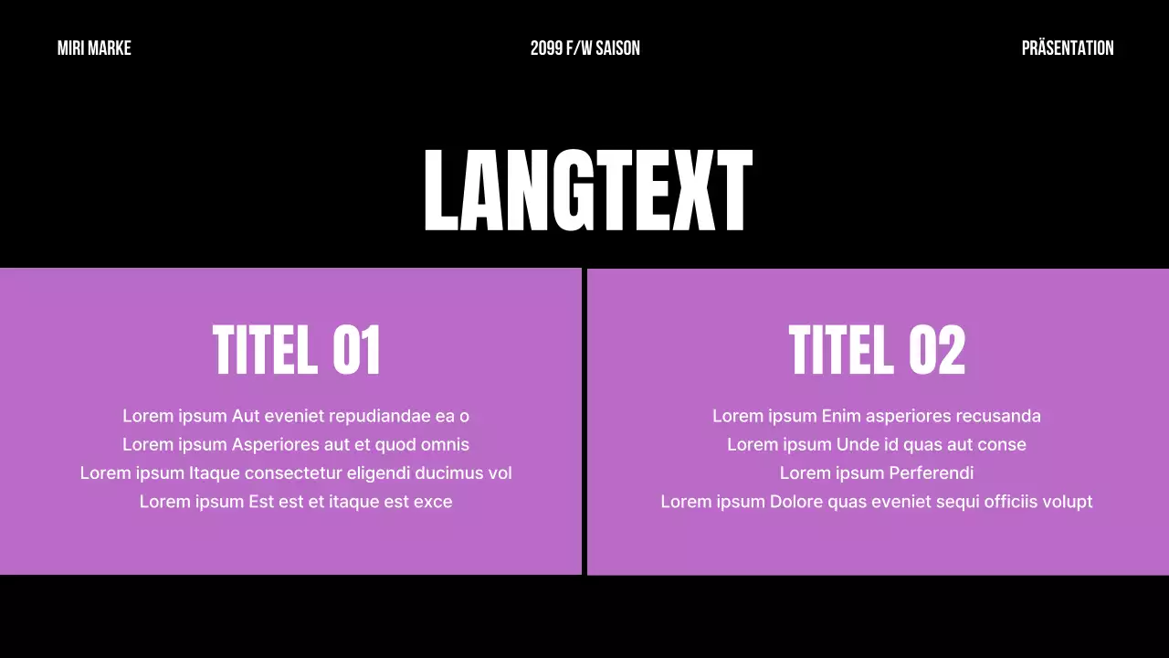 Ein einfaches Markenstatement in Schwarz und Lila