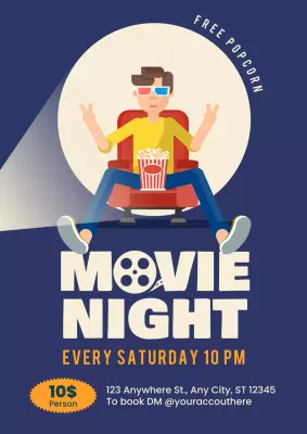 Navy Trendy Movie Event Poster