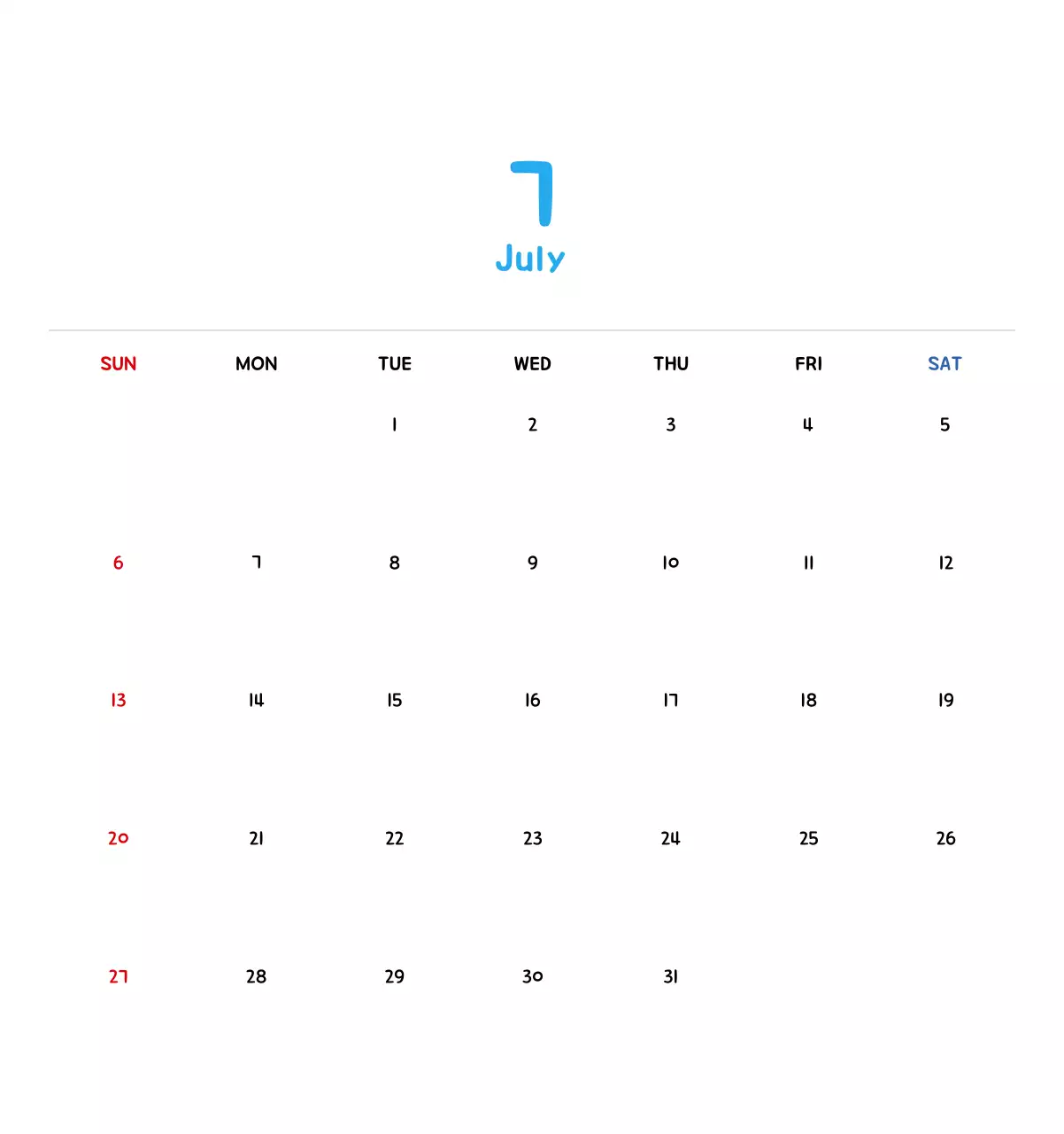 New Year's calendar with cute illustrations