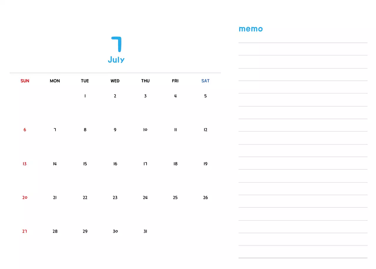 New Year's calendar with cute illustrations