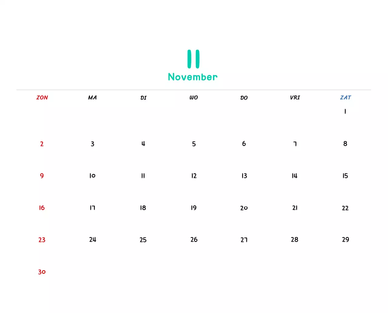 Nieuwjaarskalender met schattige illustraties
