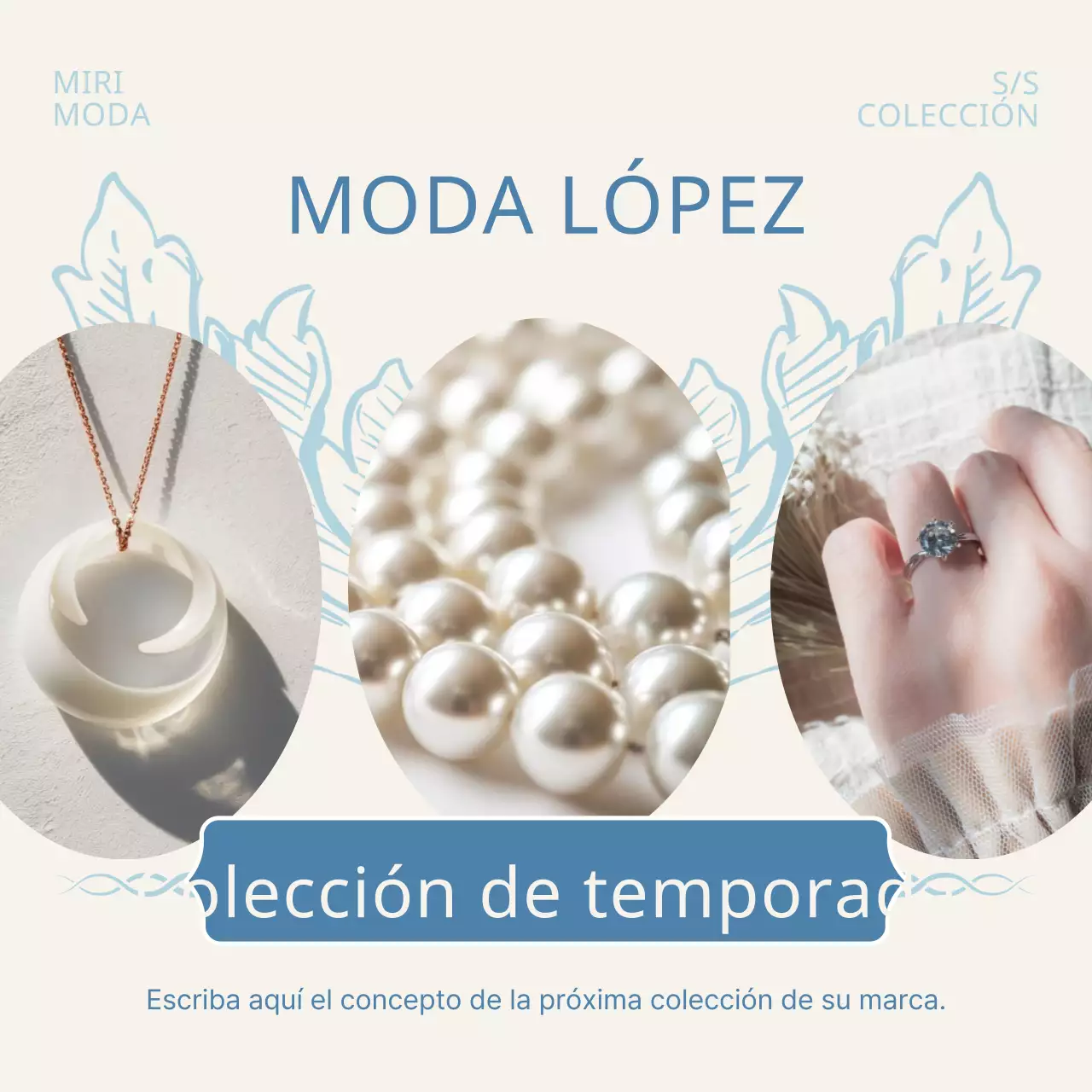 Accesorios clásicos de la marca en marfil y azul claro