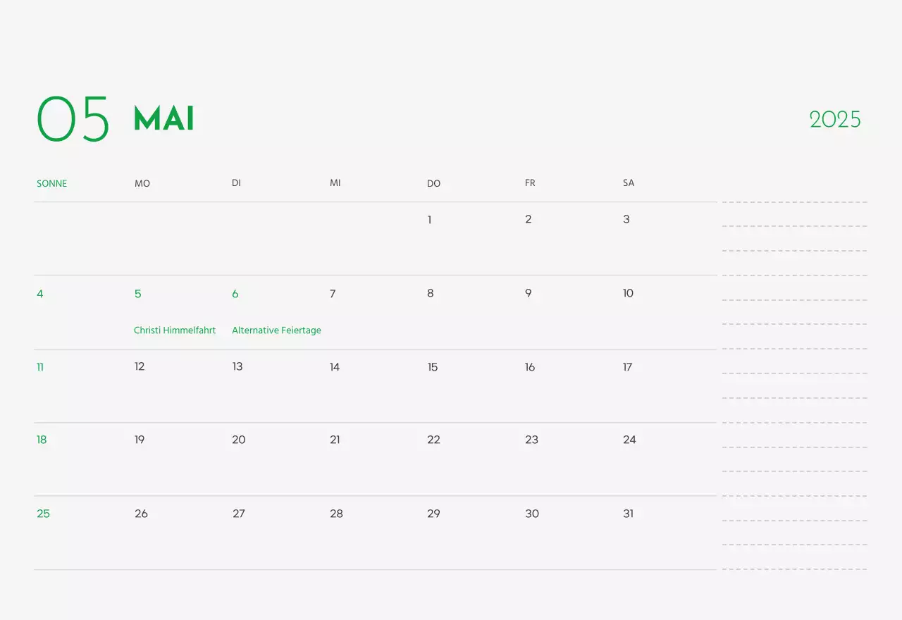 Ein Kalender mit einem Welpenfoto und einer süßen Botschaft in grüner Akzentfarbe