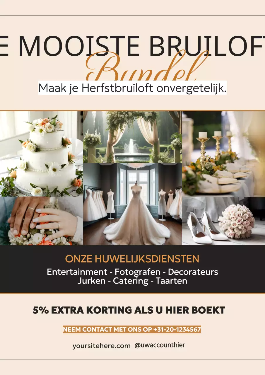 Zwart Beige Elegant Luxe Herfst bruiloft reservering Advertentie