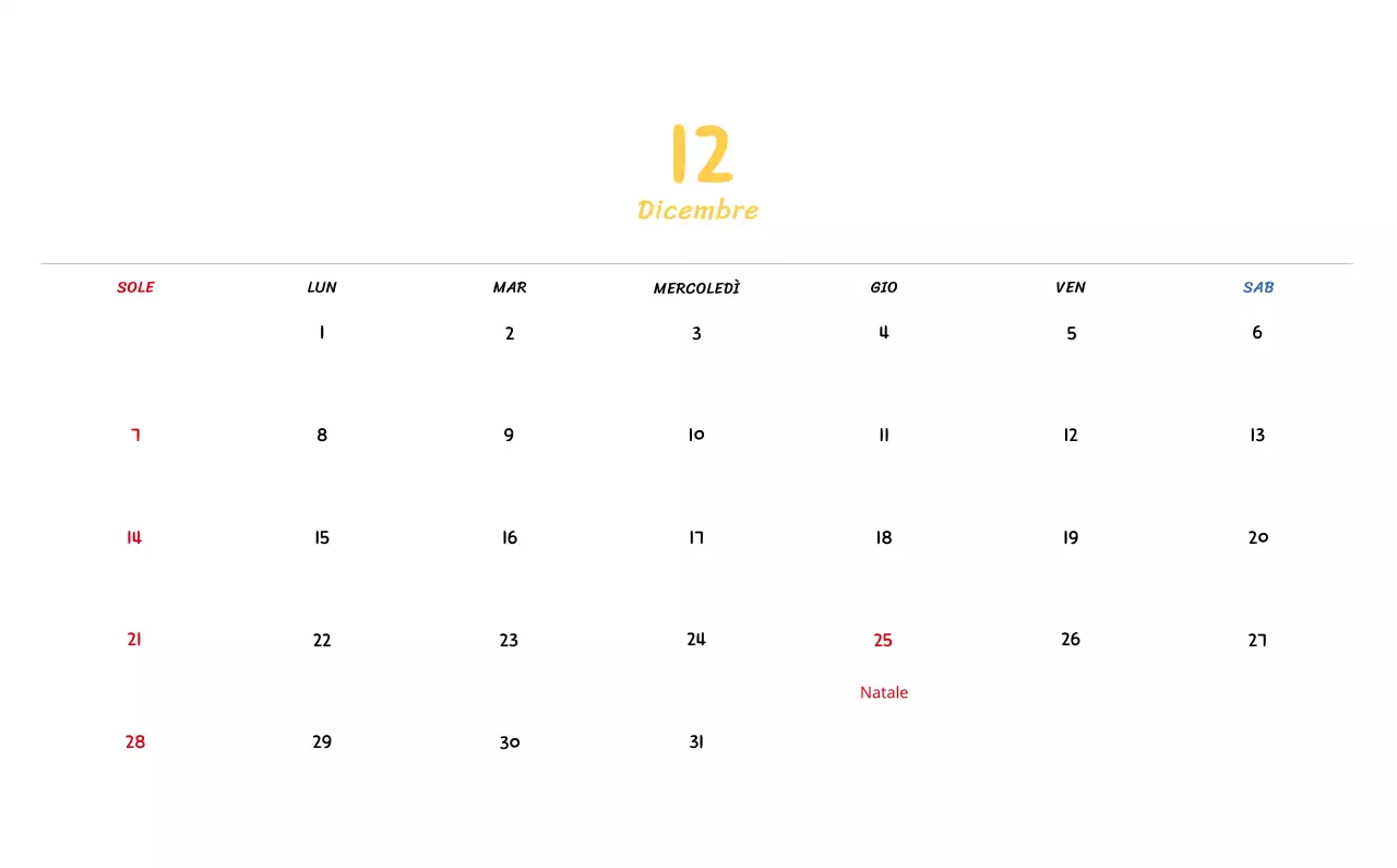 Calendario di Capodanno con simpatiche illustrazioni