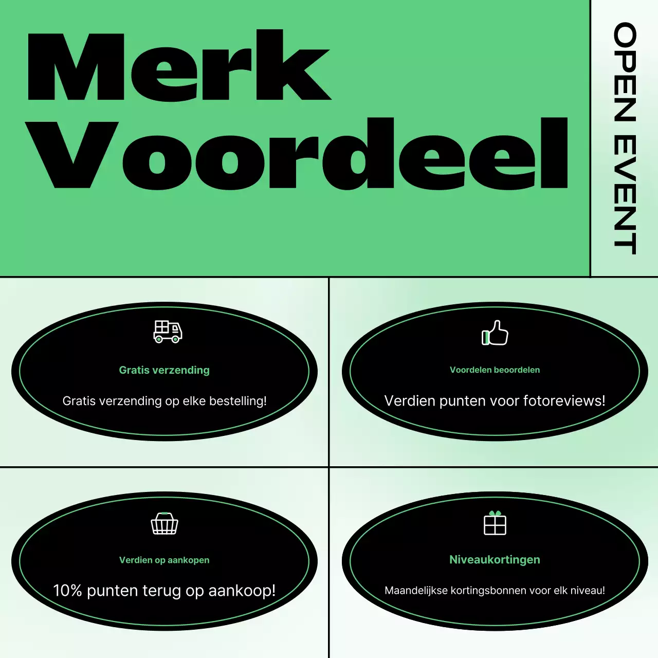 Promoot een groen, kitscherig merk