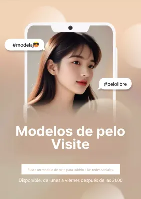Un anuncio de una modelo con una lujosa melena en beige y blanco.