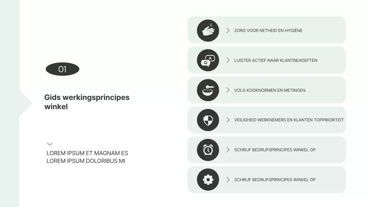 Eenvoudige winkelhandleiding in wit en Mint Training Resources