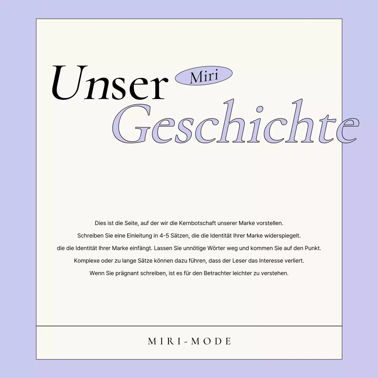 Förderung eines modernen Brandings in Lavendel und Elfenbein