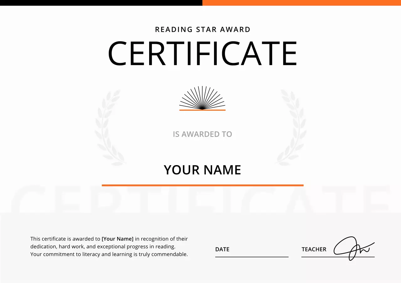 White Simple Reading Certificate Poster