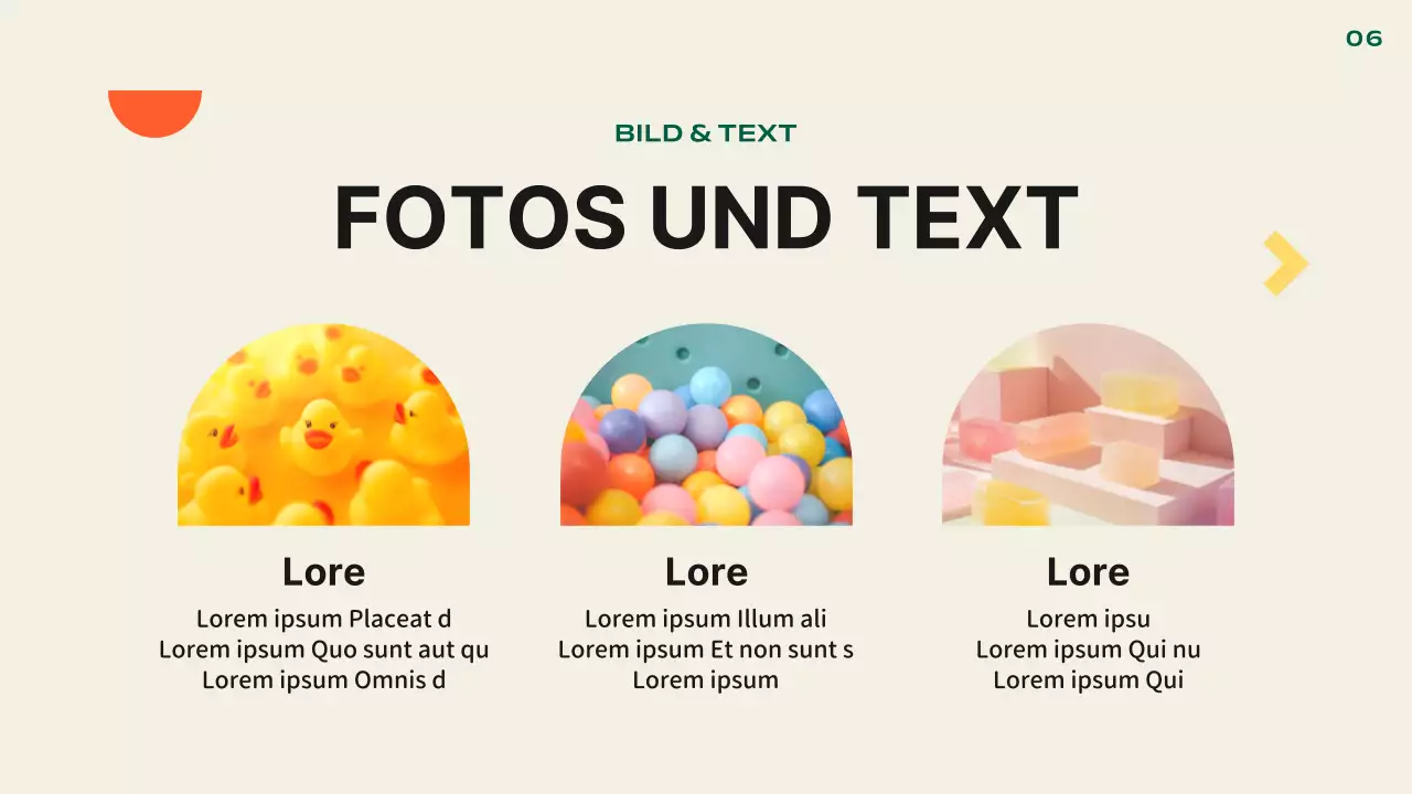 Kitschige Standard-Layout-Darstellung in Orange und Gelb