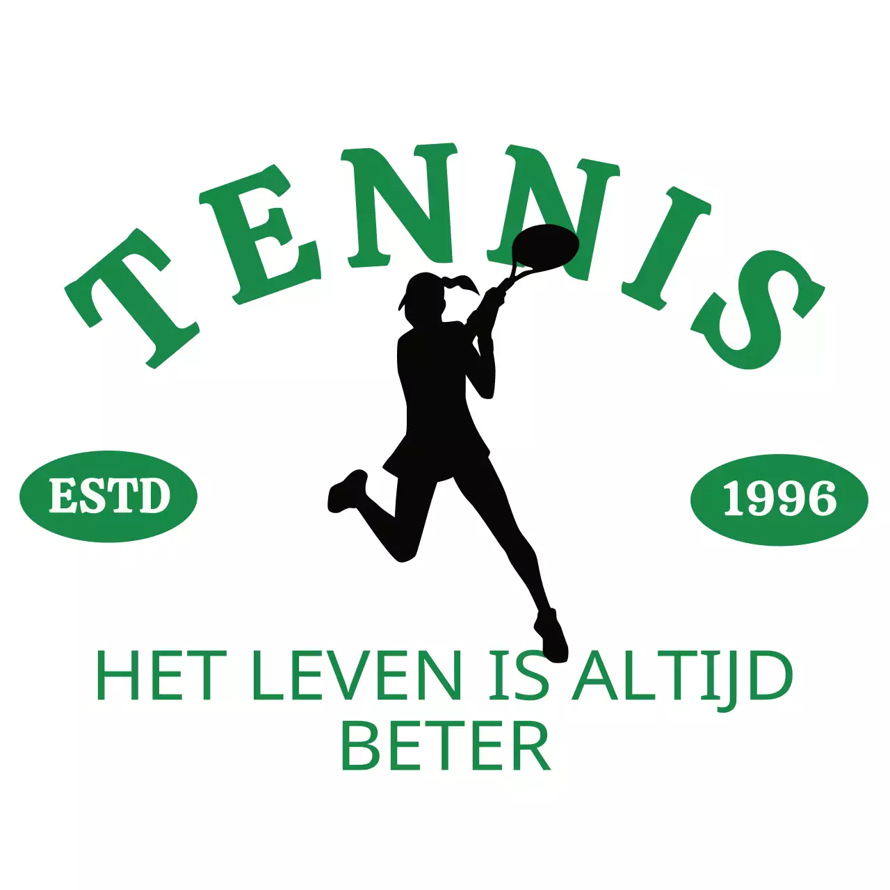 Tennisclub in groen en zwart met een vintage uitstraling