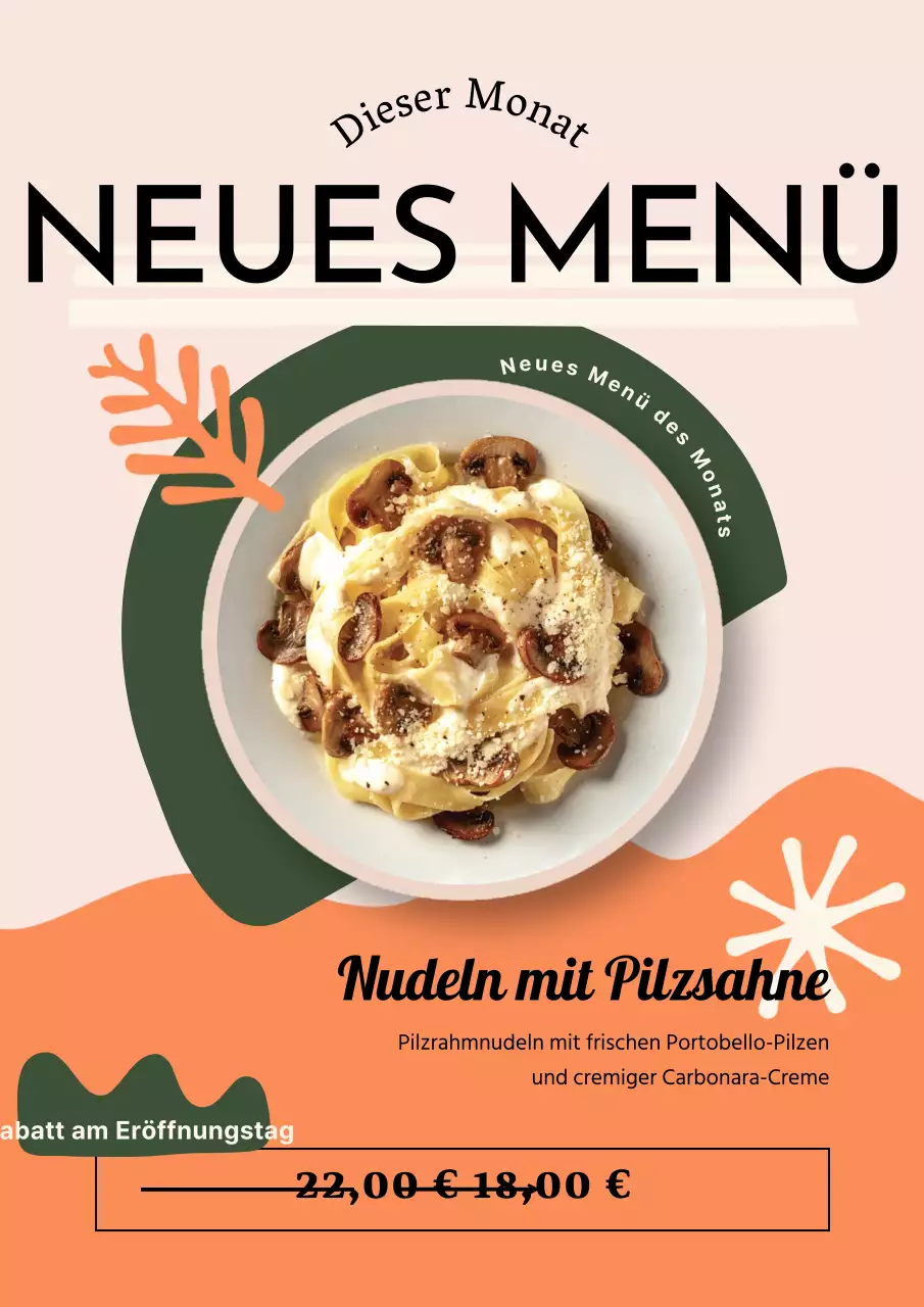 Eine Kollektion von trendigen Restaurant-Menüschildern in Grün und Elfenbein