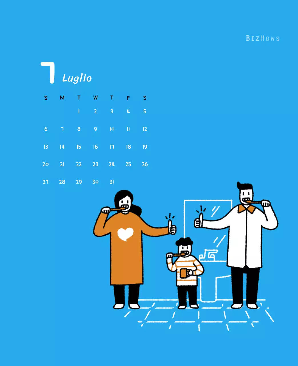 Calendario di Capodanno con simpatiche illustrazioni