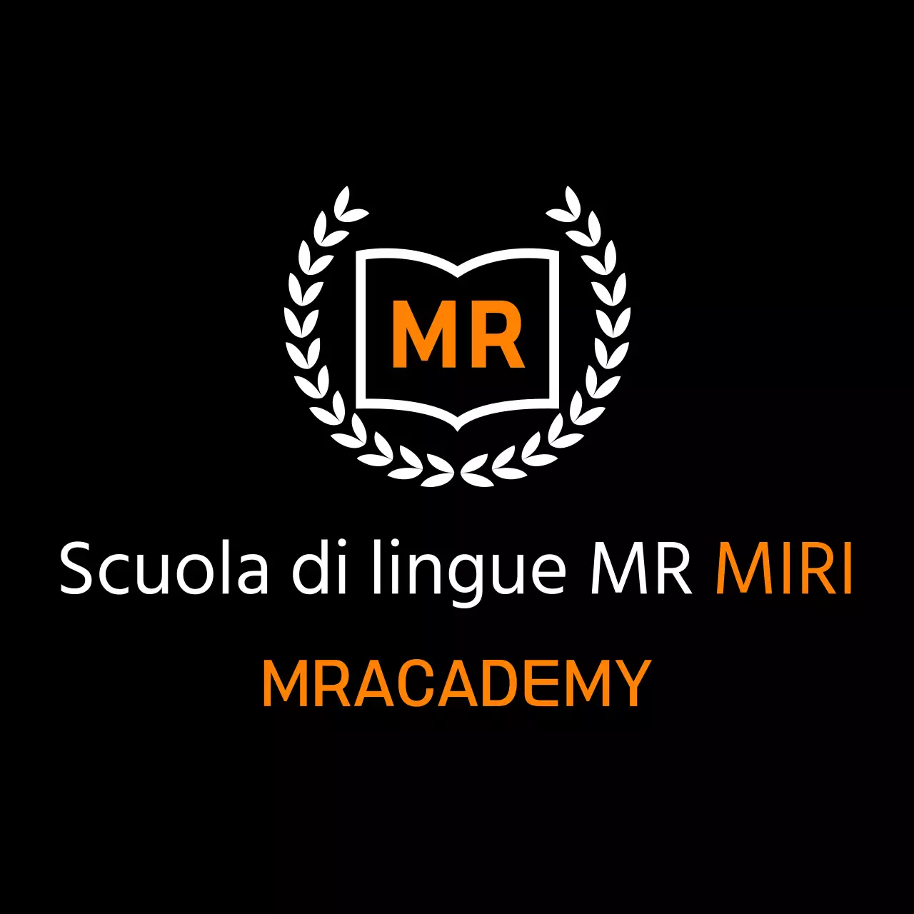 Scuola di lingue con decorazioni di alloro arancione e bianco