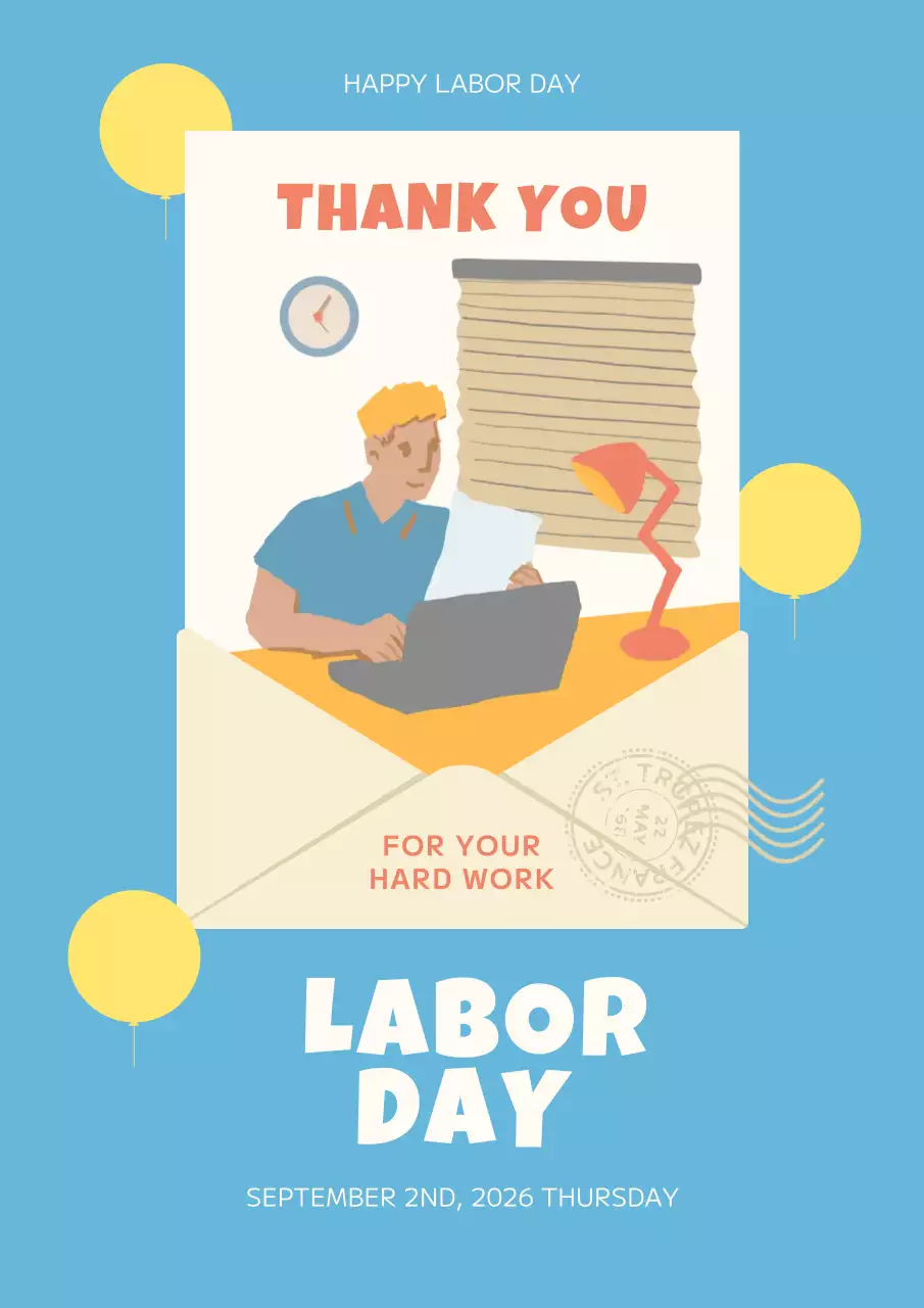 Blue Simple Labor Day Announcement Poster