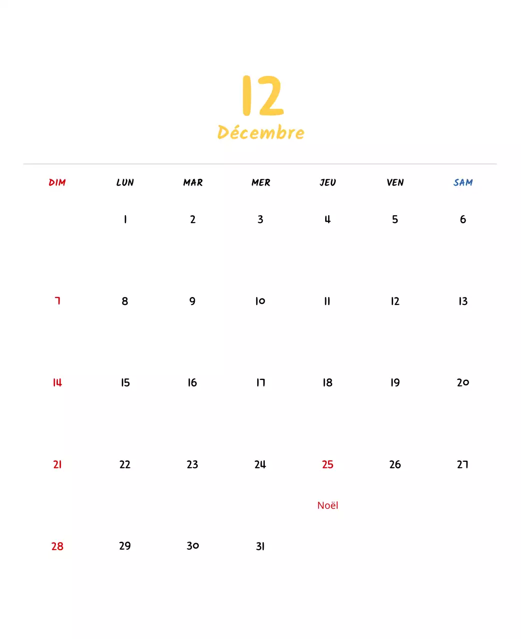 Calendrier du Nouvel An avec de jolies illustrations