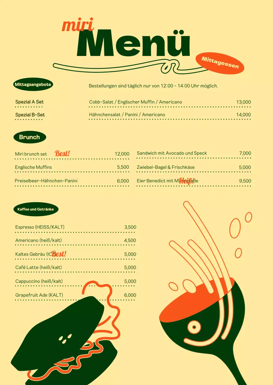 Über das schicke Brunch-Menü in Grün und Elfenbein