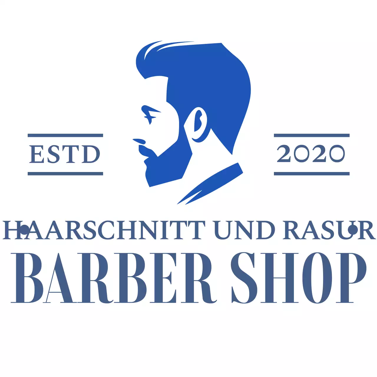 Förderung eines klassischen blauen Friseursalons