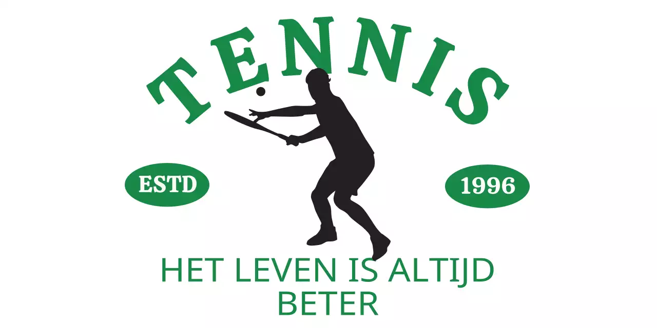 Tennisclub in groen en zwart met een vintage uitstraling