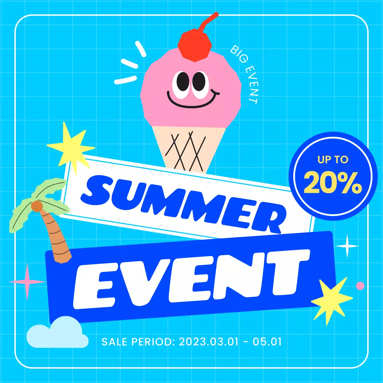 Blue Trendy Summer Promotion Instagram Carousel
