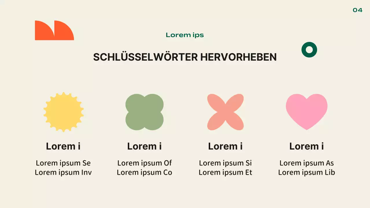 Kitschige Standard-Layout-Darstellung in Orange und Gelb