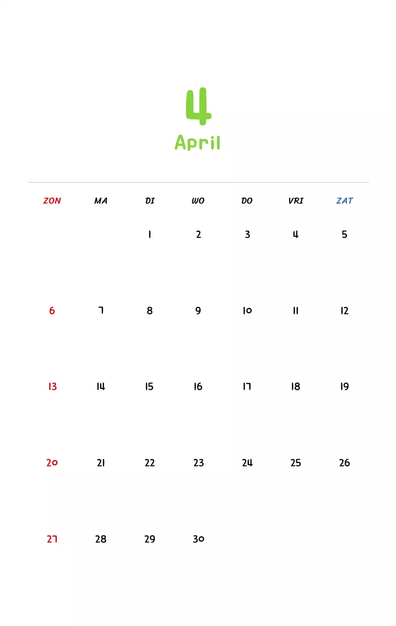 Nieuwjaarskalender met schattige illustraties