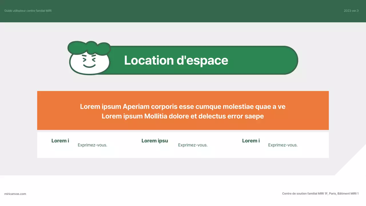 Un guide simple, vert et orange du centre de soutien aux familles