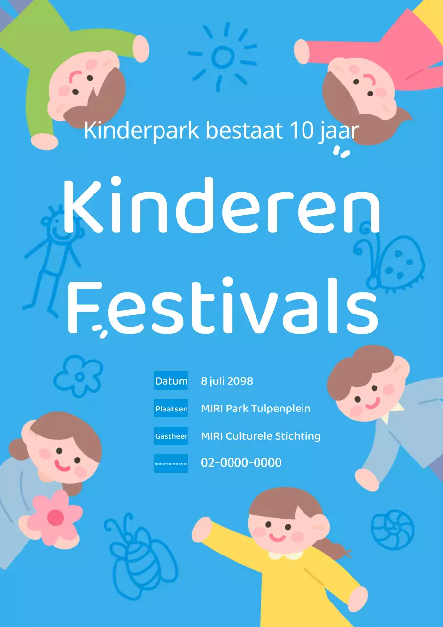Een lichtblauw kinderfestival promoten