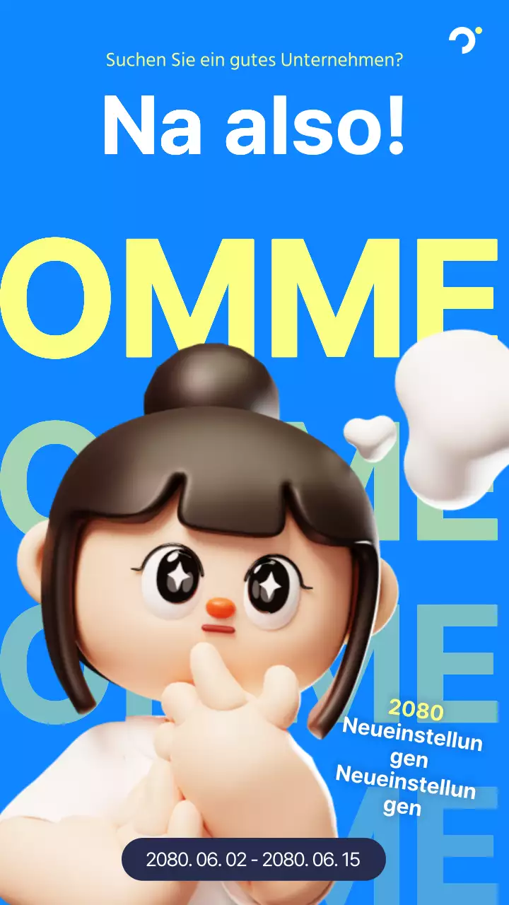 Eine niedliche blau-gelbe Rekrutierungsanzeige