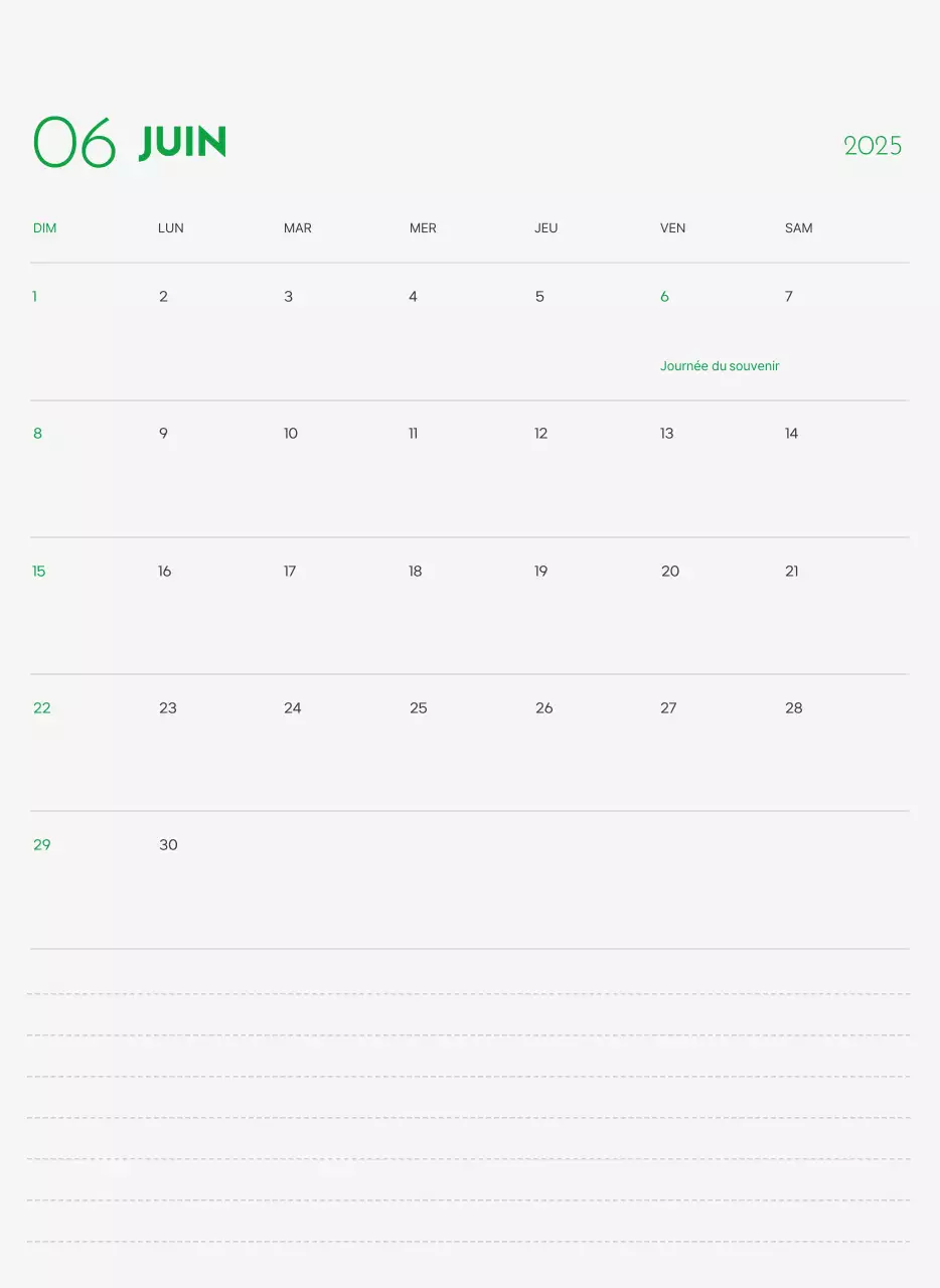 Un calendrier avec une photo de chiot et un message mignon dans une couleur verte.