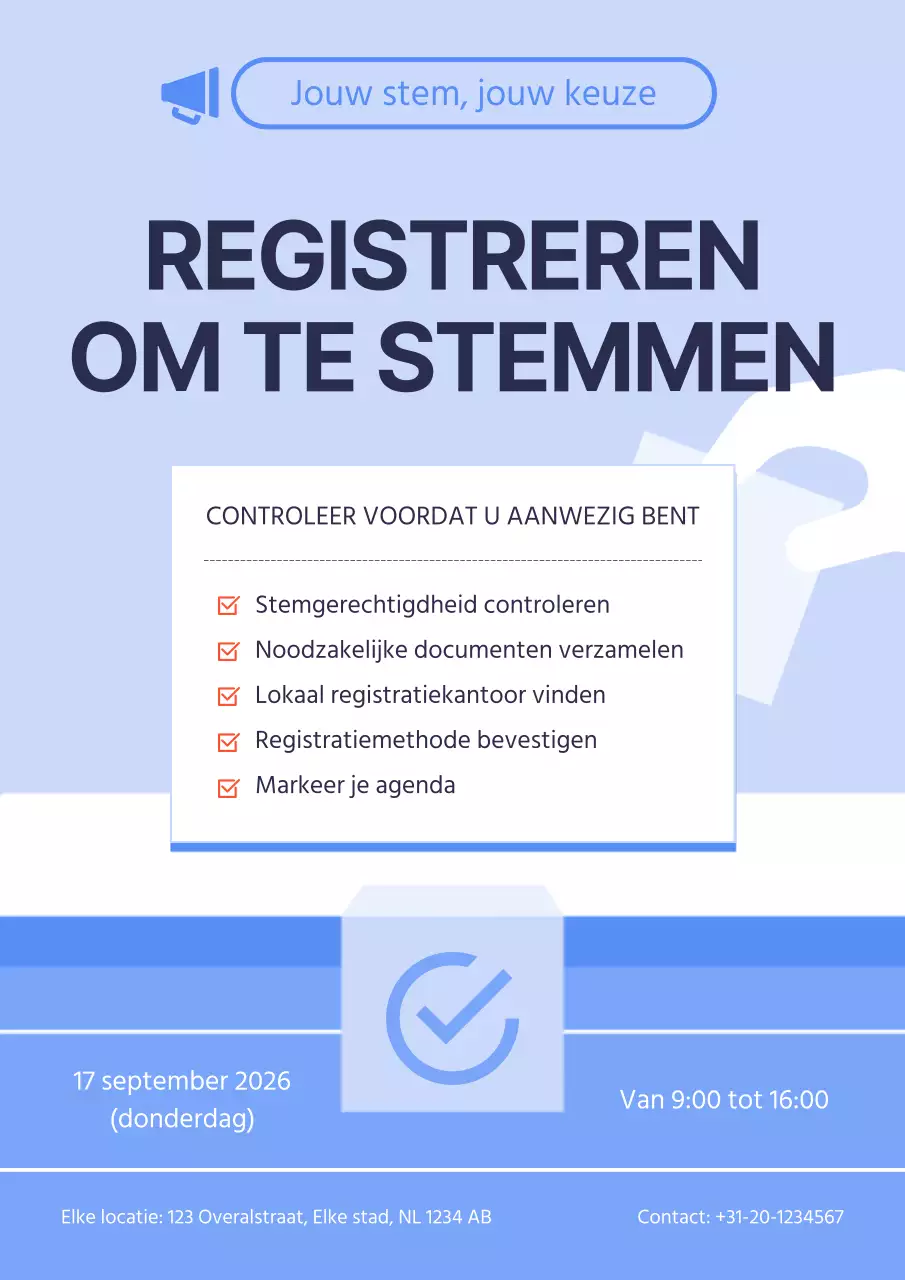 Basis kiezersregistratie in blauw en lichtblauw promoten