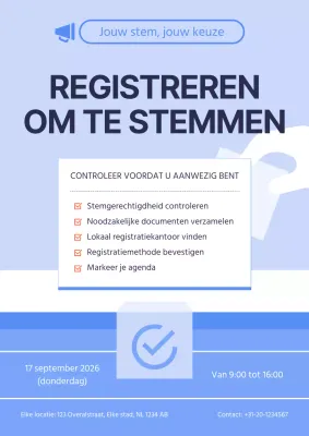 Basis kiezersregistratie in blauw en lichtblauw promoten