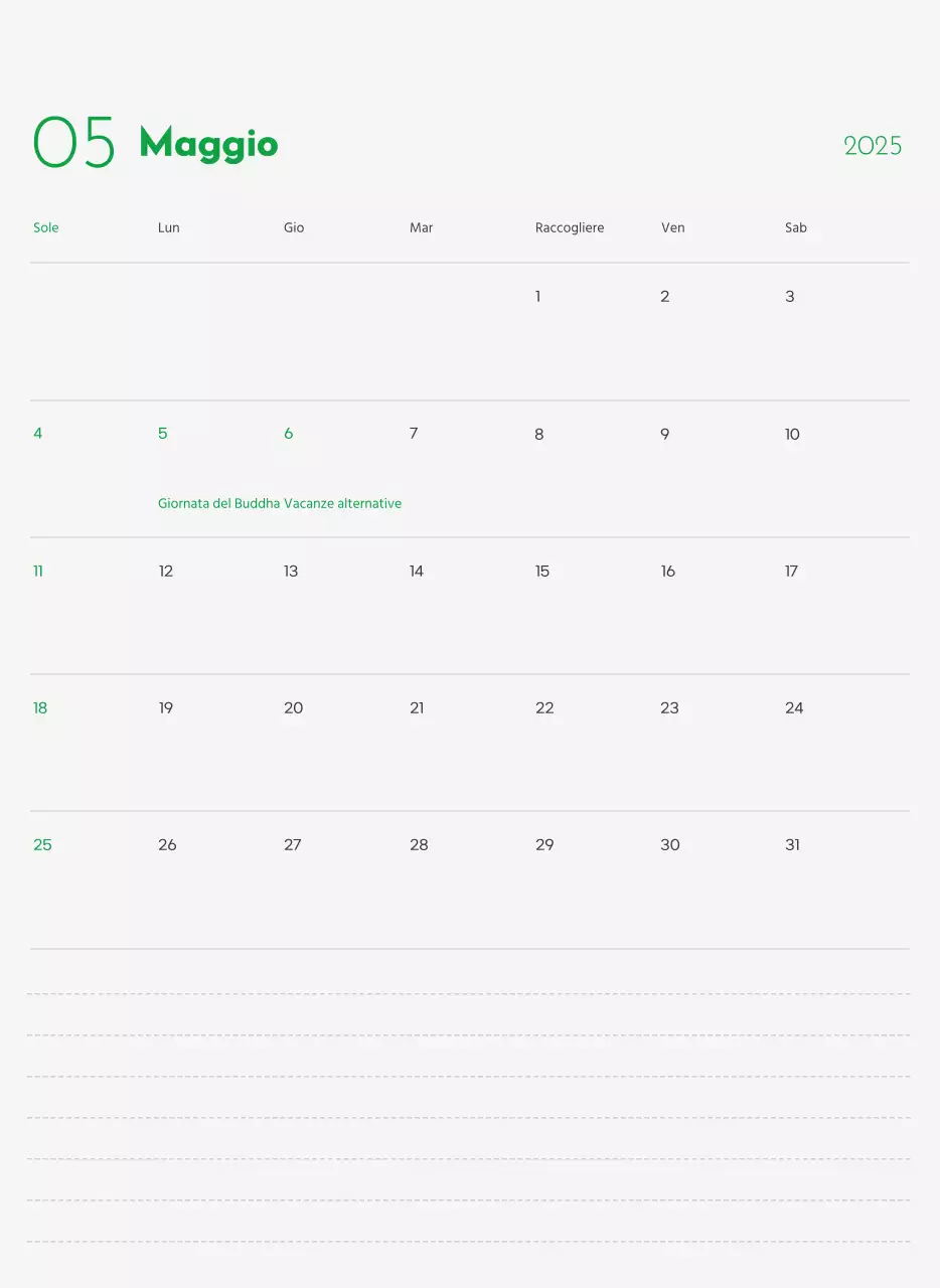 Un calendario con la foto di un cucciolo e un simpatico messaggio in colore verde.