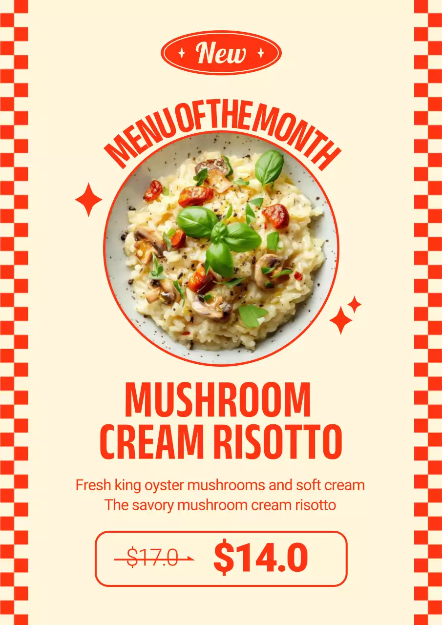 Beige Retro Restaurant Menu Poster