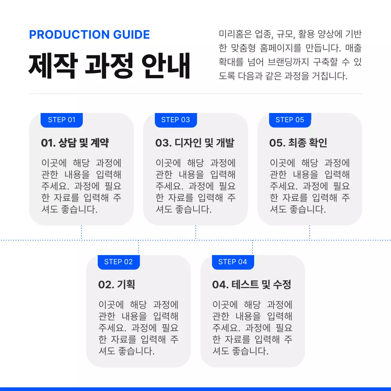 파랑과 검정의 심플한 홈페이지 제작대행사 홍보