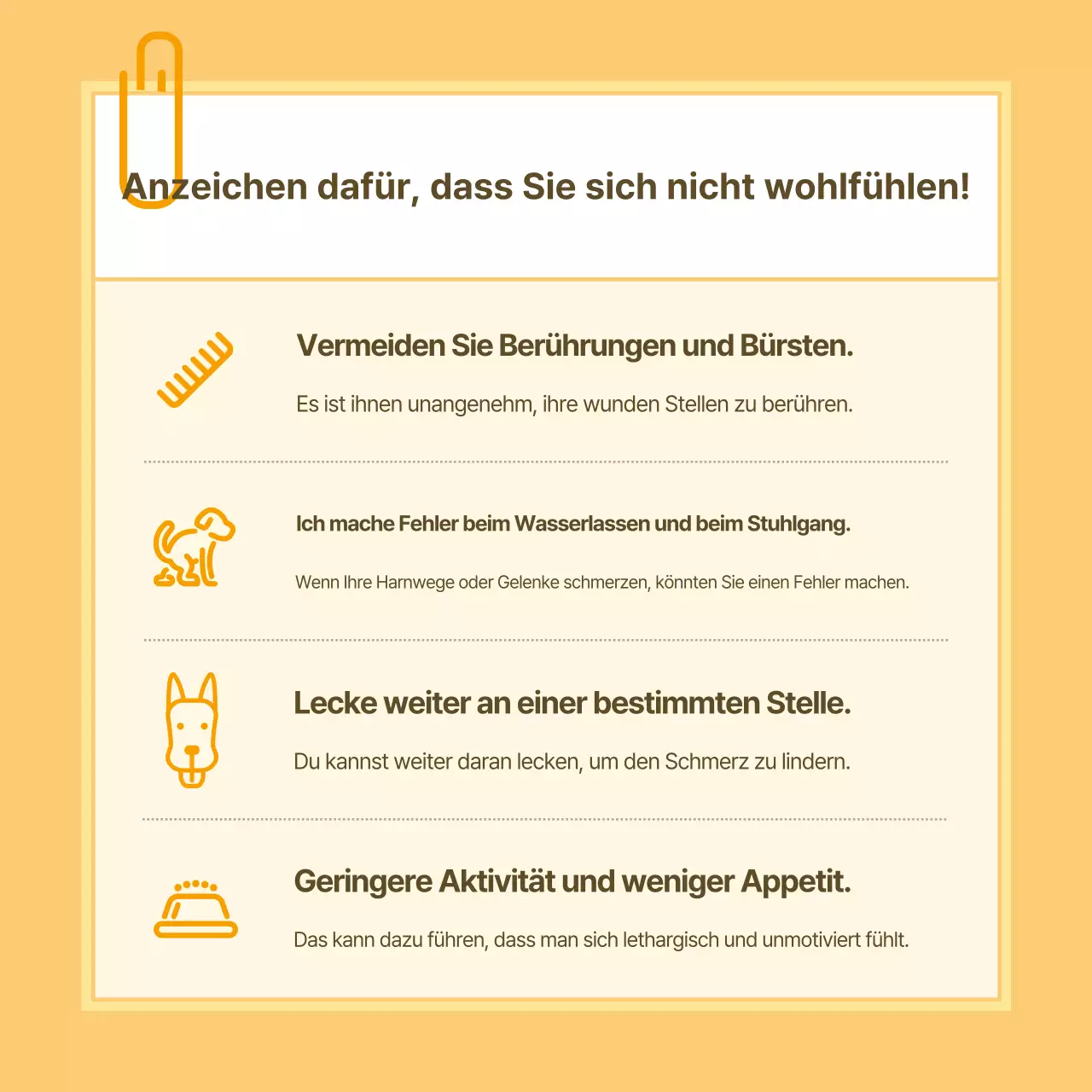 Informationen zur Gesundheitsfürsorge für Haustiere in Form von gelben und weißen Notizen