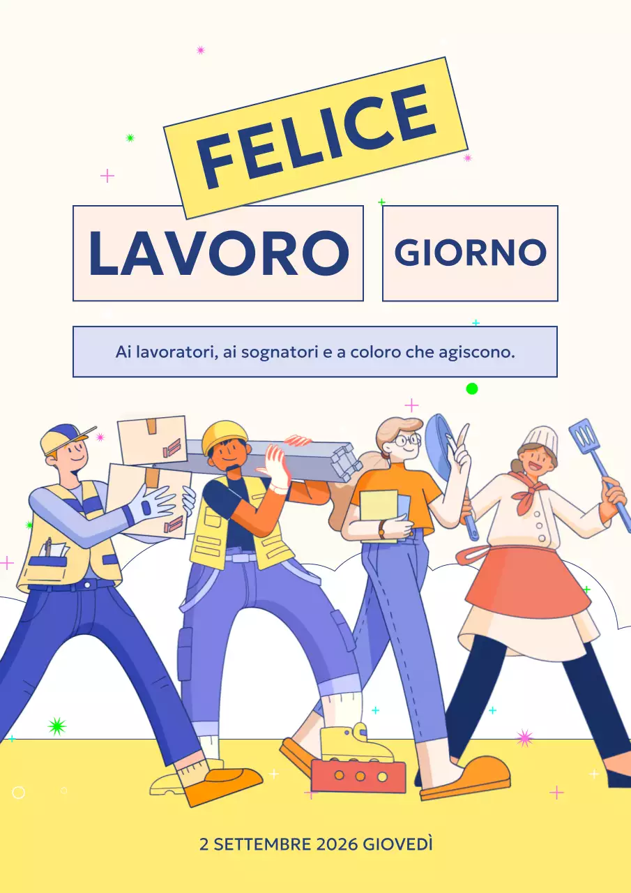 Promuovere una moderna festa del lavoro statunitense in giallo e malva