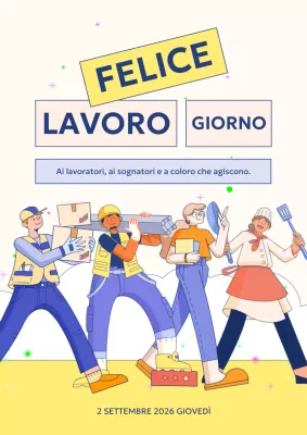 Promuovere una moderna festa del lavoro statunitense in giallo e malva