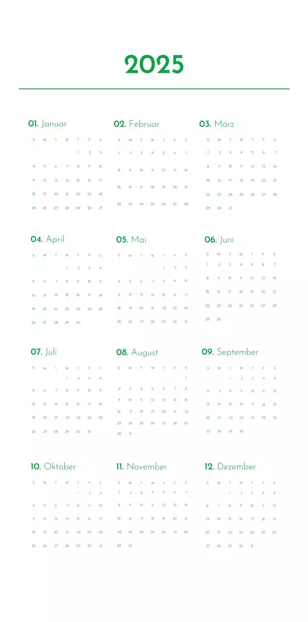 Ein Kalender mit einem Welpenfoto und einer süßen Botschaft in grüner Akzentfarbe