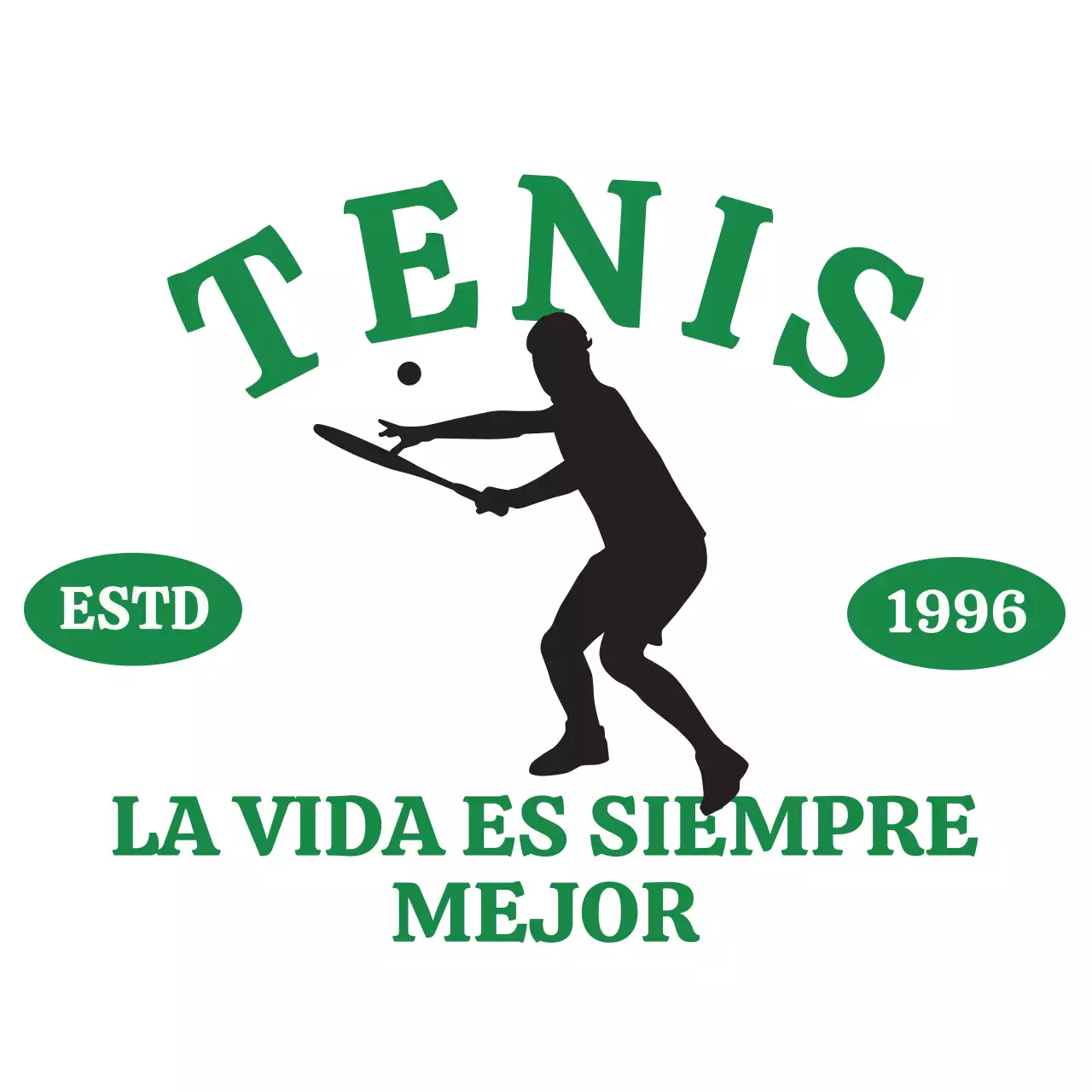 Club de tenis en verde y negro con aire vintage
