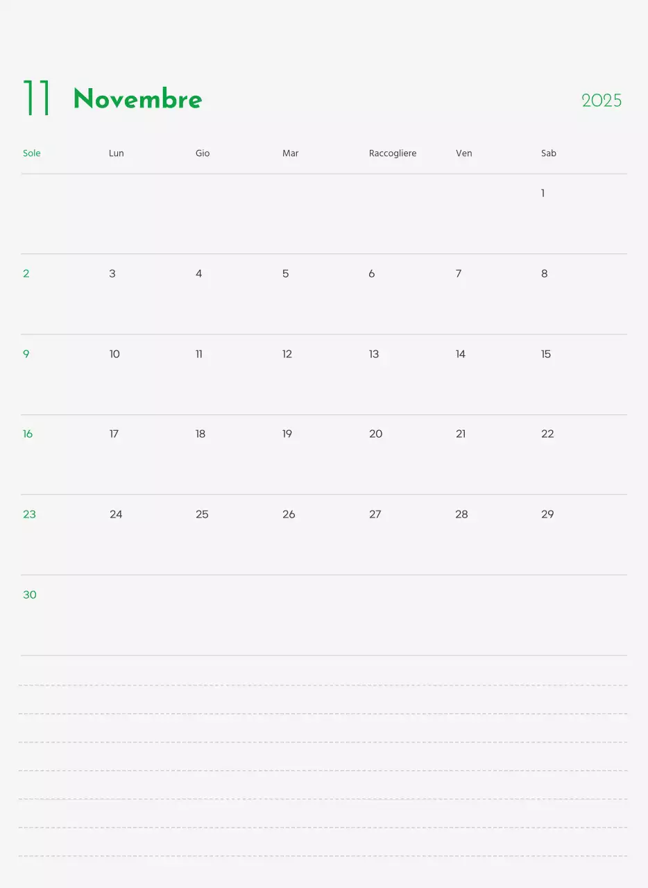 Un calendario con la foto di un cucciolo e un simpatico messaggio in colore verde.