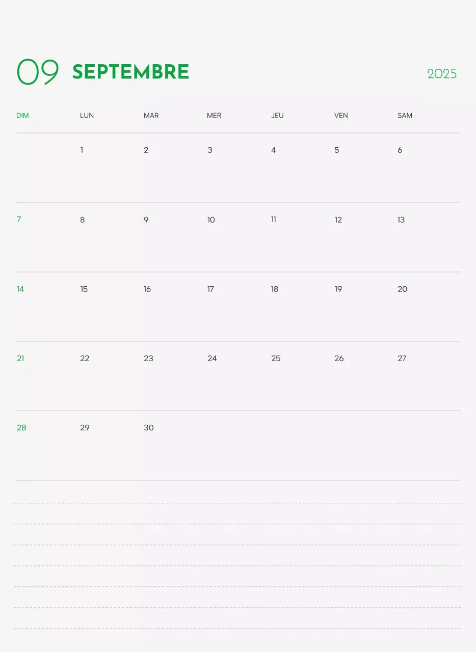 Un calendrier avec une photo de chiot et un message mignon dans une couleur verte.
