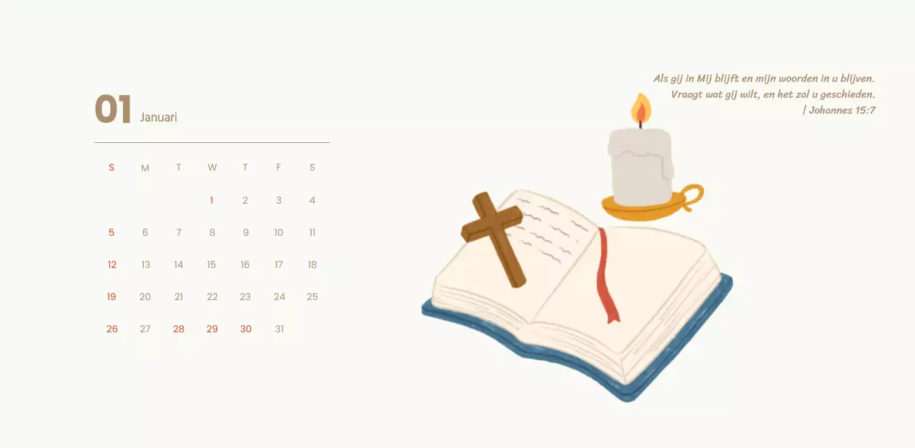 Een devotiekalender met gezellige illustraties en bijbelverzen op een lichtblauwe achtergrond