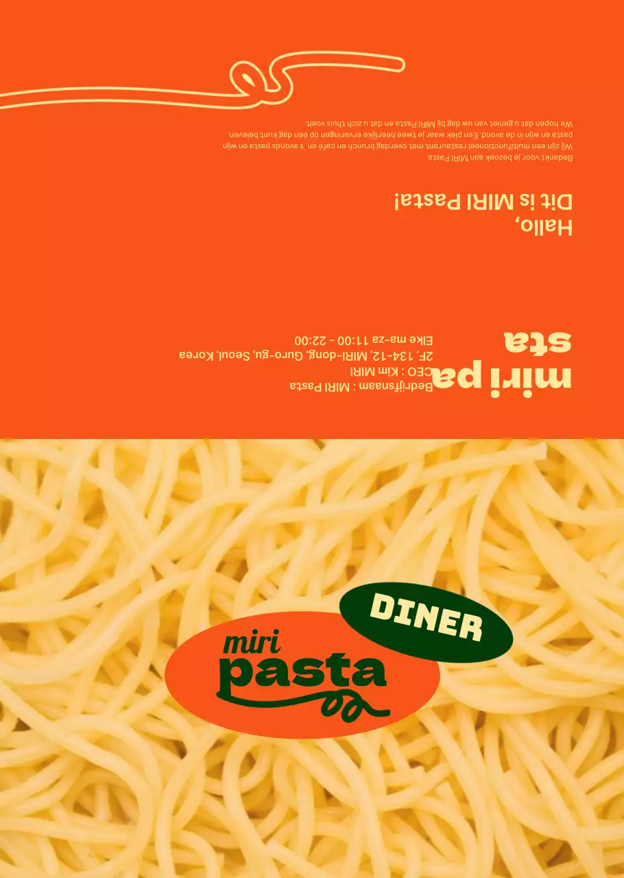 Over het chique pastamenu in oranje en ivoor