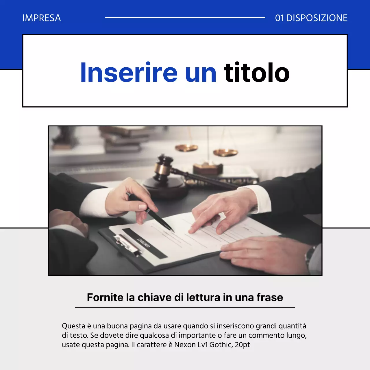 Una semplice lettera di presentazione aziendale in blu e grigio