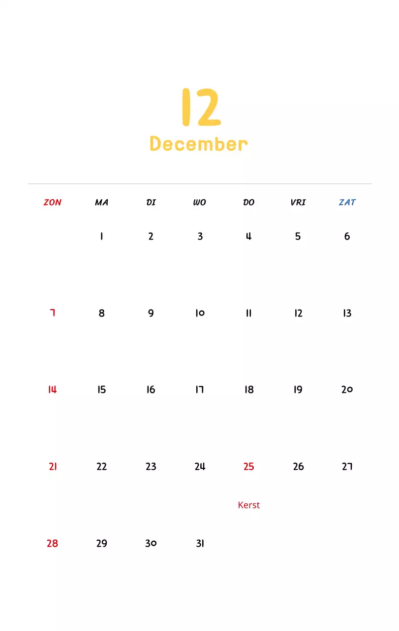 Nieuwjaarskalender met schattige illustraties